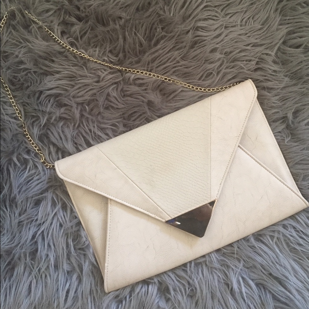 Cream leather clutch